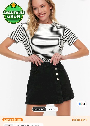 Trendyol & Milla Siyah Zebra Desenli Mini Etek
