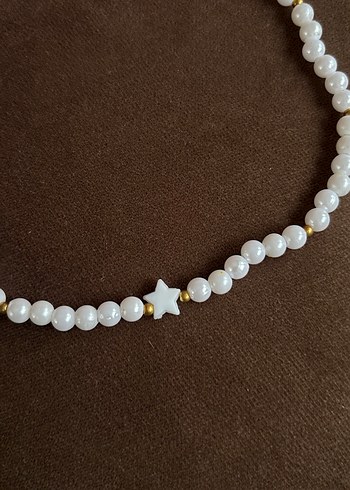 Beyaz incili yıldız boncuk kolye - Görsel 2