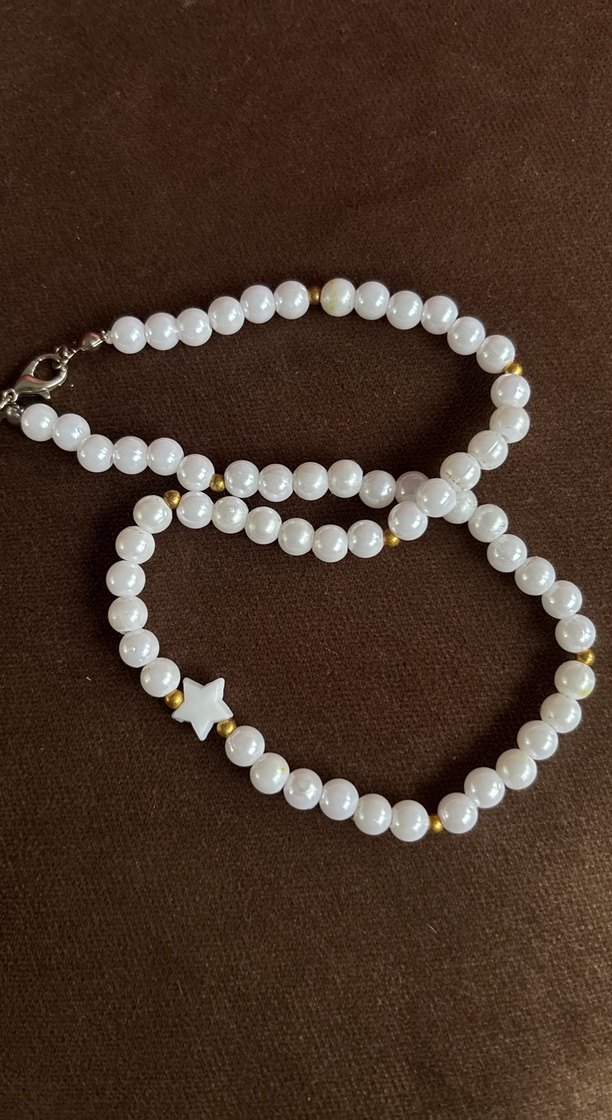 Beyaz incili yıldız boncuk kolye - Görsel 3