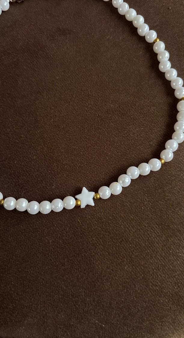 Beyaz incili yıldız boncuk kolye - Görsel 2