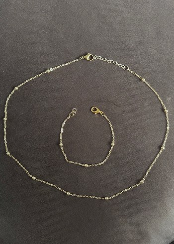 Altın Renk Mini Zincir Detaylı Bohem Kolye - Görsel 2