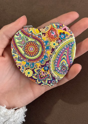 Renkli Çiçek Desenli Cep Aynası - Görsel 2