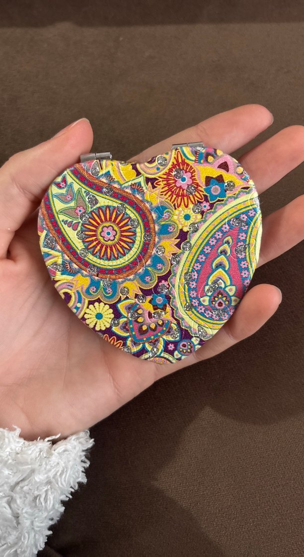 Renkli Çiçek Desenli Cep Aynası - Görsel 2