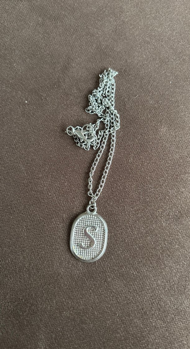 Gri S Harfli Uzun Zincirli Kadın Kolye - Görsel 5