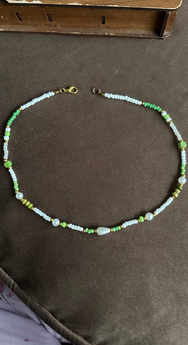 Yeşil Boncuklu Uzun Bohem Kolye - Görsel 2