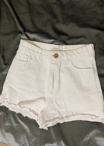 Stradivarius Beyaz Kot Şort S (XS)