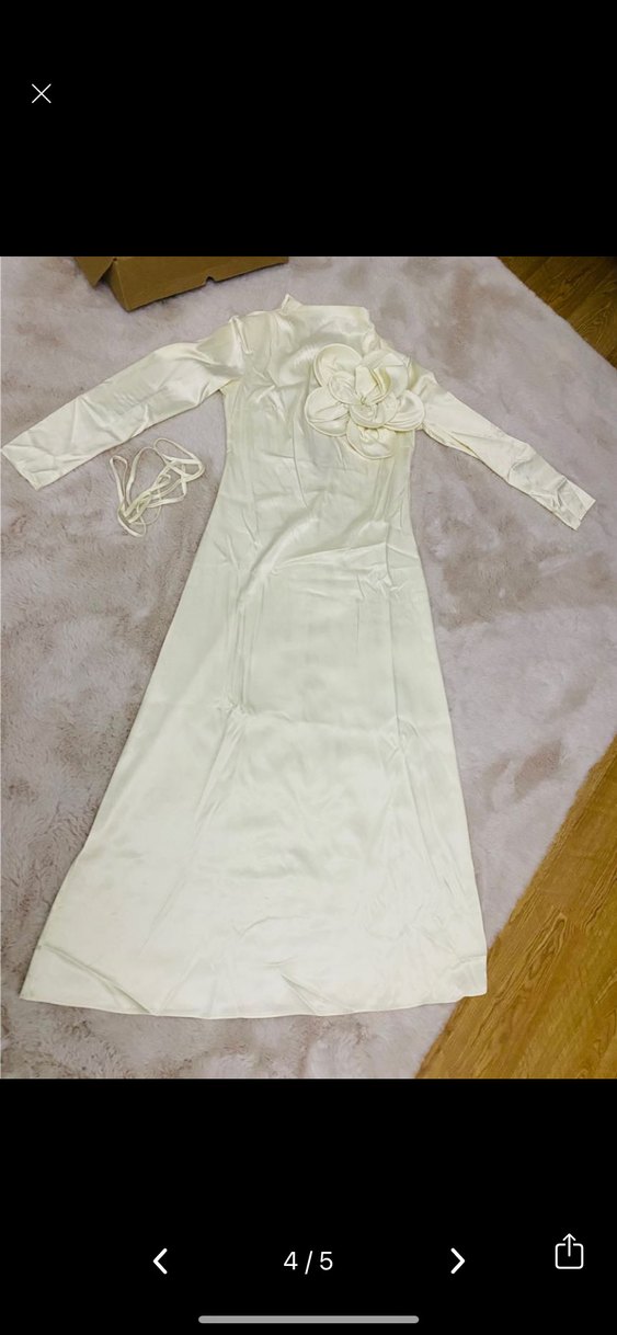 Uzun Kollu ekru abiye - Görsel 5