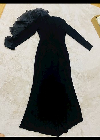 Uzun Siyah Gotik Drapeli Elbise - Görsel 5