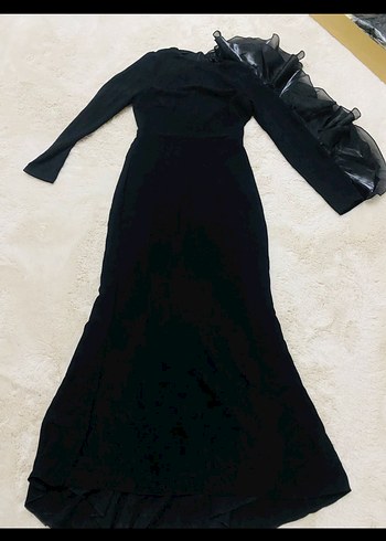 Uzun Siyah Gotik Drapeli Elbise - Görsel 8