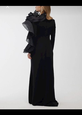 Uzun Siyah Gotik Drapeli Elbise - Görsel 4