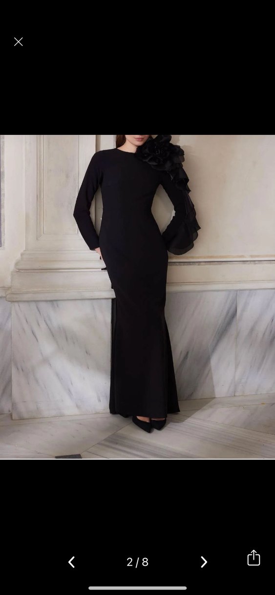 Uzun Siyah Gotik Drapeli Elbise - Görsel 2