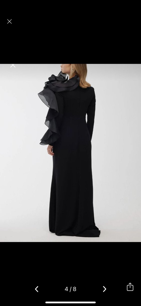 Uzun Siyah Gotik Drapeli Elbise - Görsel 4