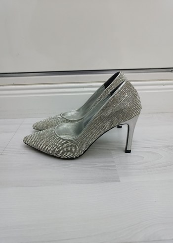 Silver Taşlı Stiletto Topuklu Ayakkabı - Görsel 2