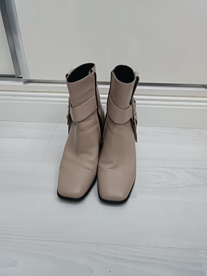 Vizon Deri Tokalı Kadın Topuklu Bot - Görsel 3