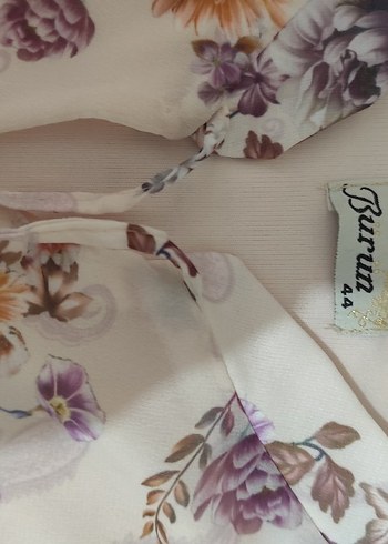 Bej Desenli pudra Şifon Uzun Elbise - Görsel 4