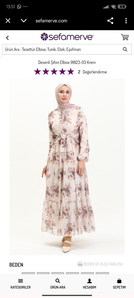 Bej Desenli pudra Şifon Uzun Elbise - Görsel 2