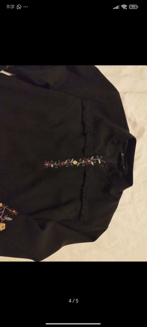 Nakışlı Siyah Uzun Kollu Geniş Kesim ferace pardesü - Görsel 2