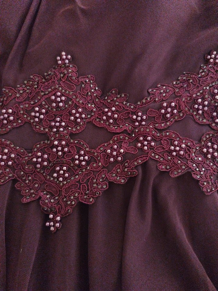 mürdüm Uzun Kollu Nakışlı Abiye Elbise - Görsel 2