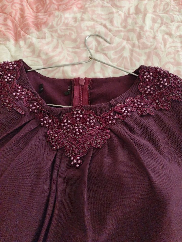 mürdüm Uzun Kollu Nakışlı Abiye Elbise - Görsel 3