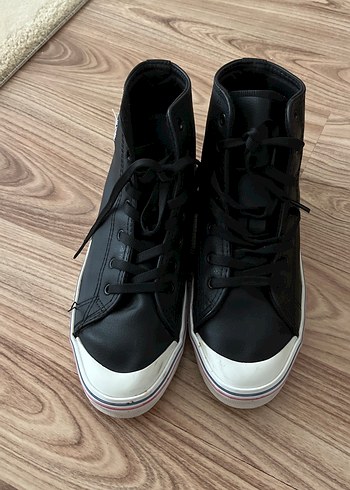 40 Beden Siyah Baskılı Bağcıklı Spor erkek Sneakers