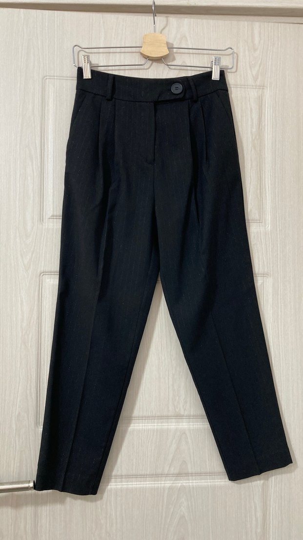 Düğmeli Siyah Keten Kadın Blazer Ceket - Görsel 3