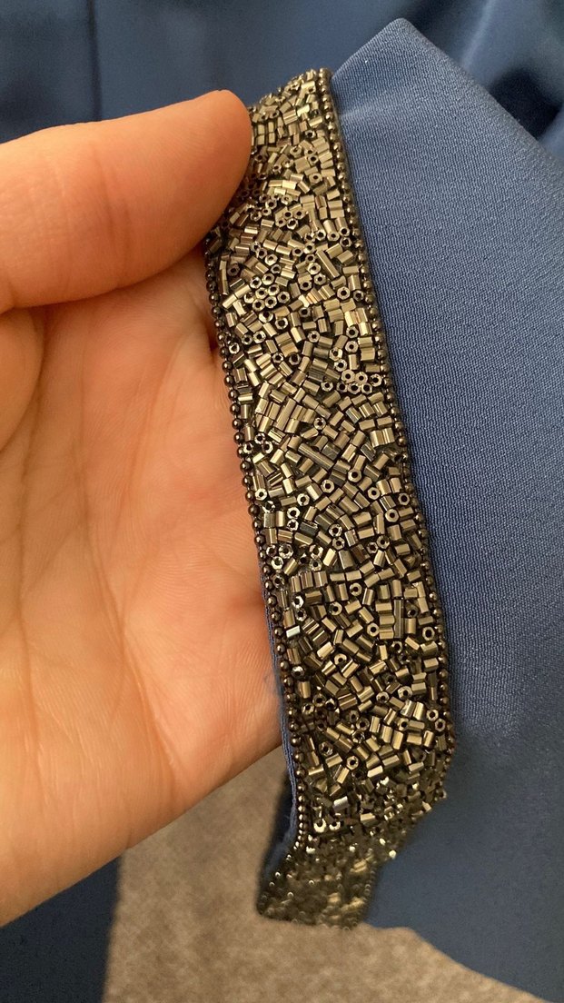 Mavi Uzun Kollu Kadın Abiye Elbise - Görsel 5