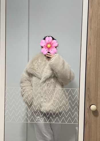 Kadın Taş Rengi Kürk Midi Ceket - Görsel 2