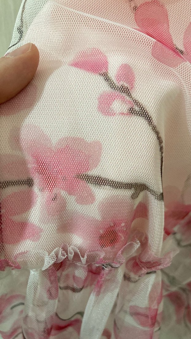 Pembe Uzun Fırfırlı Elbise - Görsel 4