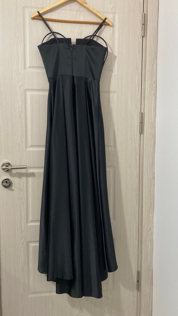 Siyah Straplez Uzun Abiye Elbise - Görsel 4