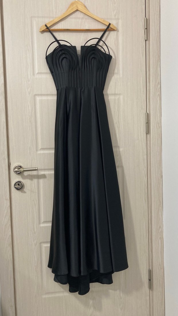 Siyah Straplez Uzun Abiye Elbise - Görsel 2