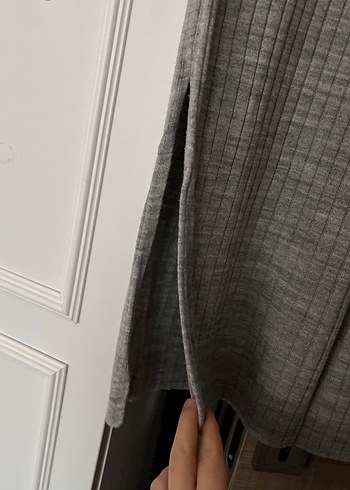 Gri Kolsuz Örgü Kadın Elbise - Görsel 3