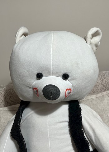 Beyaz ve Siyah Peluş Ayı Oyuncak - Görsel 2