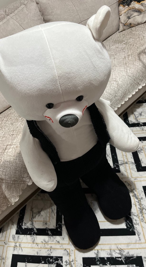 Beyaz ve Siyah Peluş Ayı Oyuncak - Görsel 3