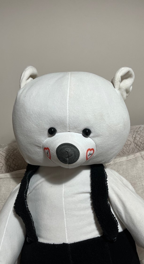 Beyaz ve Siyah Peluş Ayı Oyuncak - Görsel 2