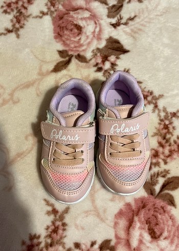 Kız Çocuk Pembe Bağcıklı Cırtlı Spor Ayakkabı - Görsel 4