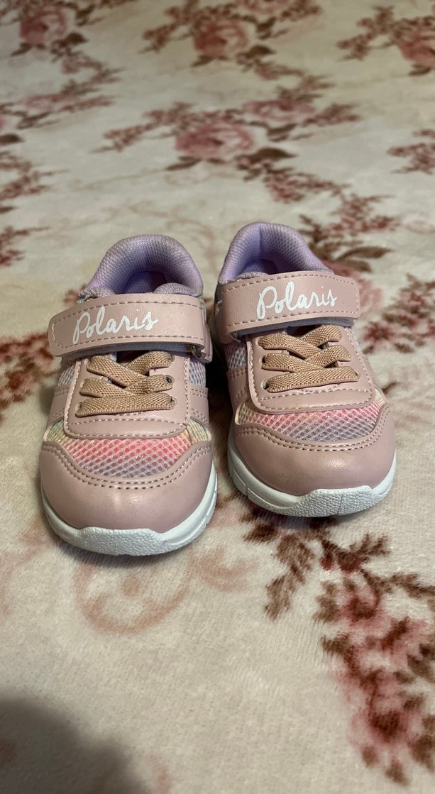 Kız Çocuk Pembe Bağcıklı Cırtlı Spor Ayakkabı - Görsel 2