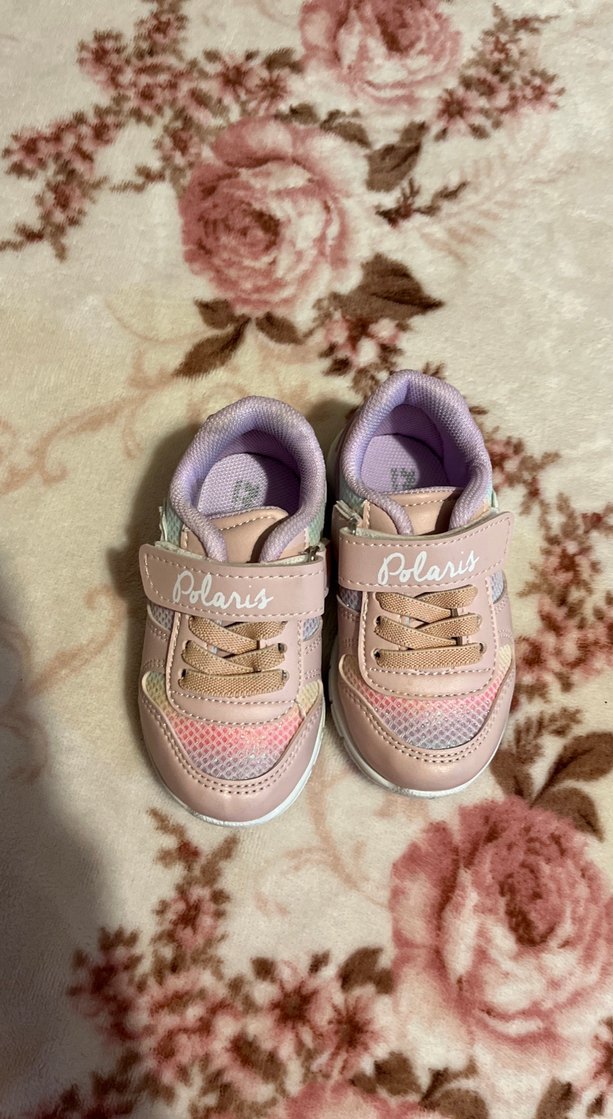 Kız Çocuk Pembe Bağcıklı Cırtlı Spor Ayakkabı - Görsel 4