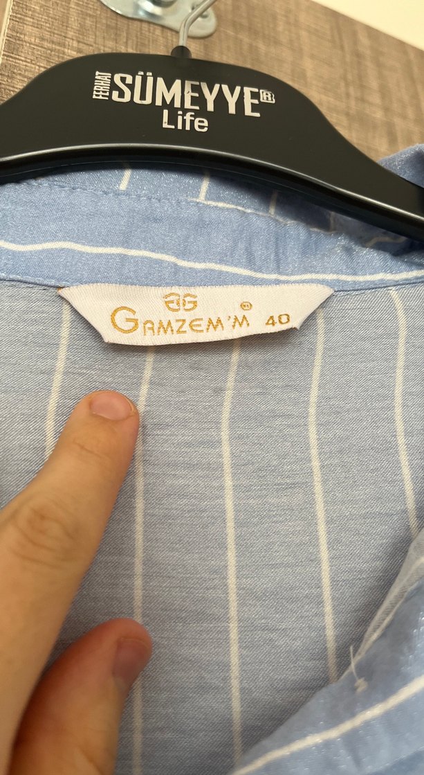 Mavi Çizgili Uzun Kollu Keten Gömlek - Görsel 4