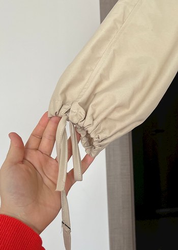 Bej Kadın Uzun Keten Trençkot - Görsel 3