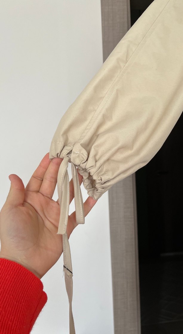 Bej Kadın Uzun Keten Trençkot - Görsel 3