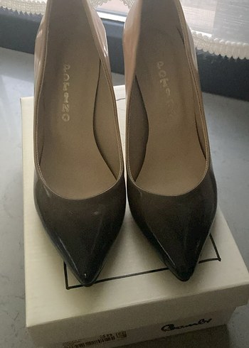 39 Beden Bej Gri Stiletto Topuklu Kadın Ayakkabı