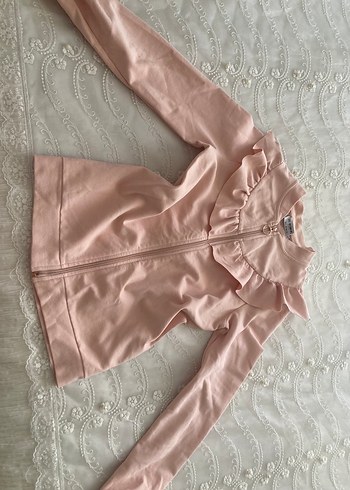 LC Waikiki Pembe Kız Çocuk Fırfırlı Fermuarlı Ceket
