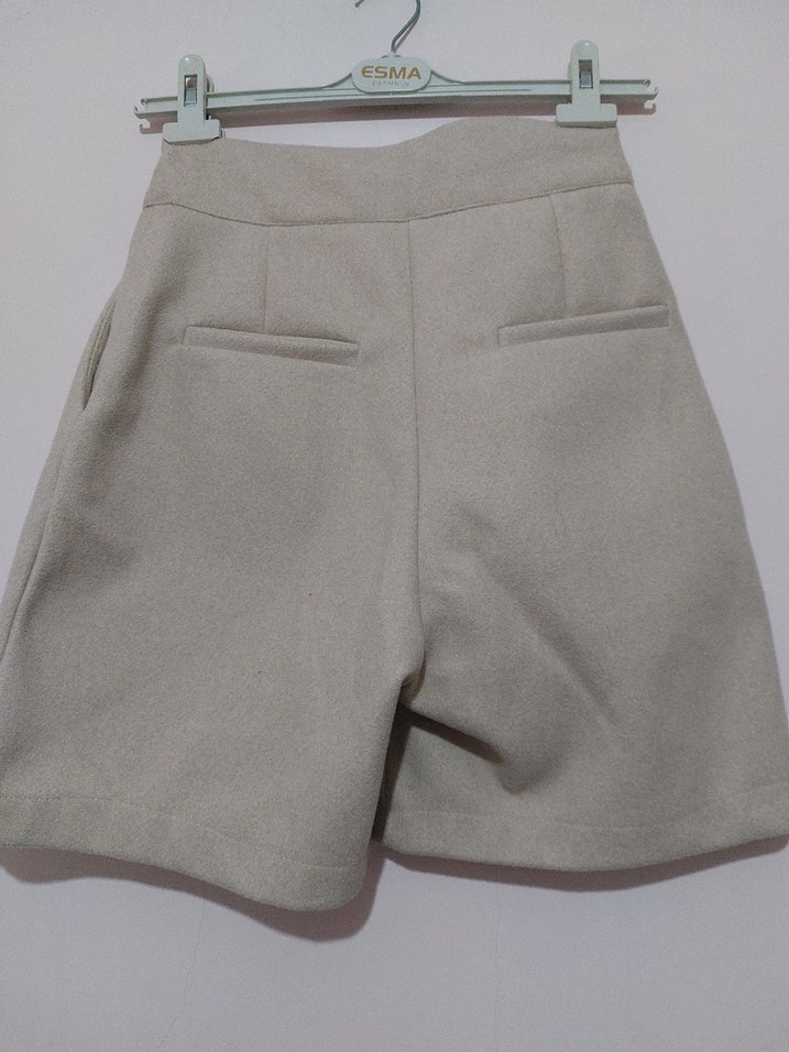 Bej Kadın Mini Bermuda Şort - Görsel 4