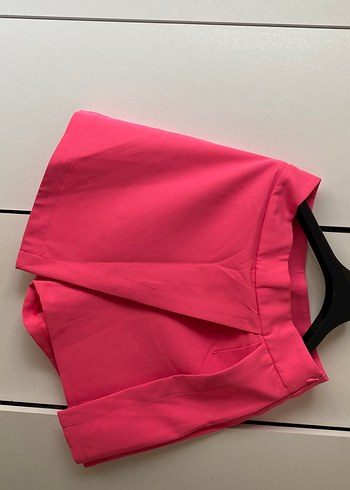 Pembe Kadın Yüksek Bel Mini Şort