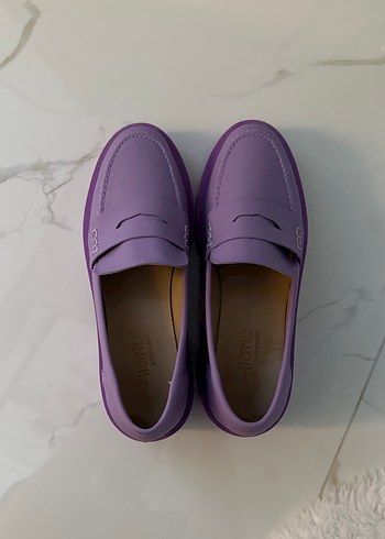 Hotiç Mor Platform Topuklu Kadın Loafer Ayakkabı