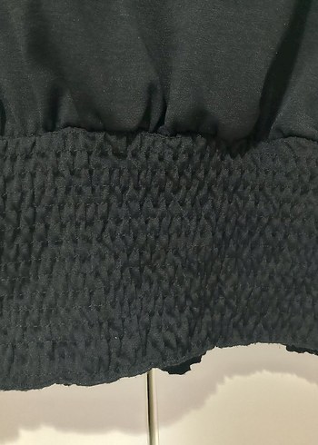 Siyah Crop Top, Kısa Kollu,korse detaylı - Görsel 2