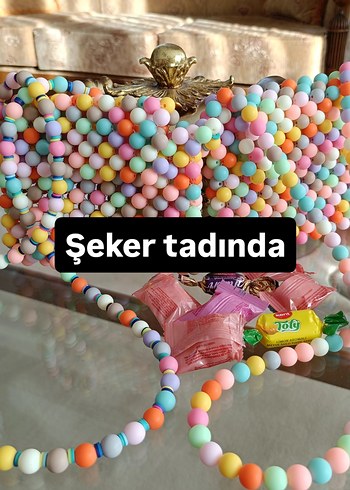 Diğer Boncuk İşlemeli Pastel Renkli çocuk Çanta