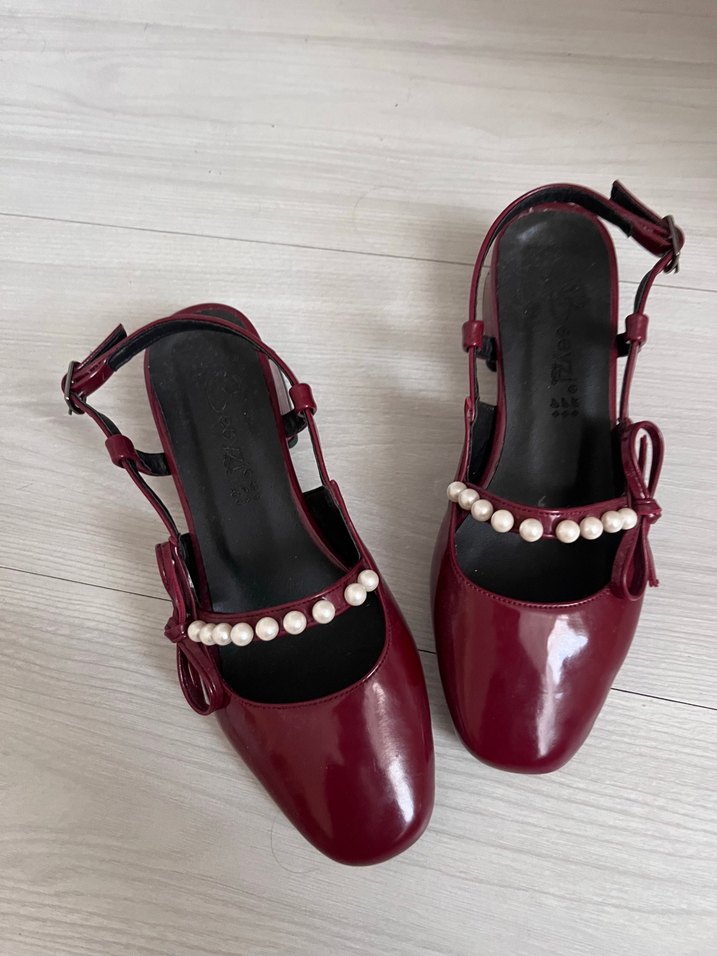 Bordo İnci Detaylı Modern Klasik Topuklu Ayakkabı - Görsel 4