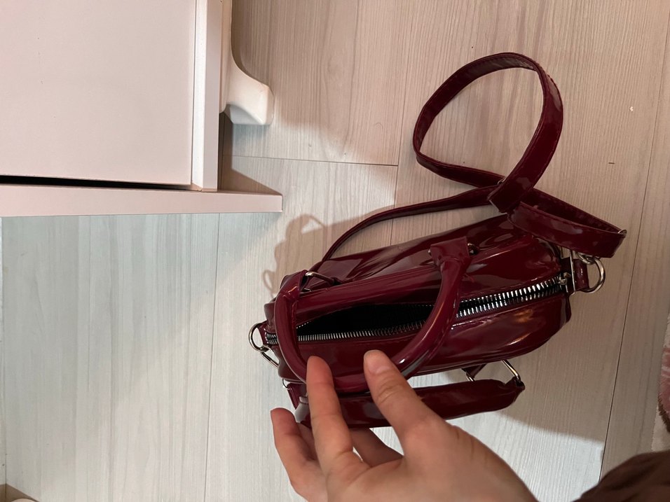 Bordo Parlak Deri Kadın Çanta - Görsel 4