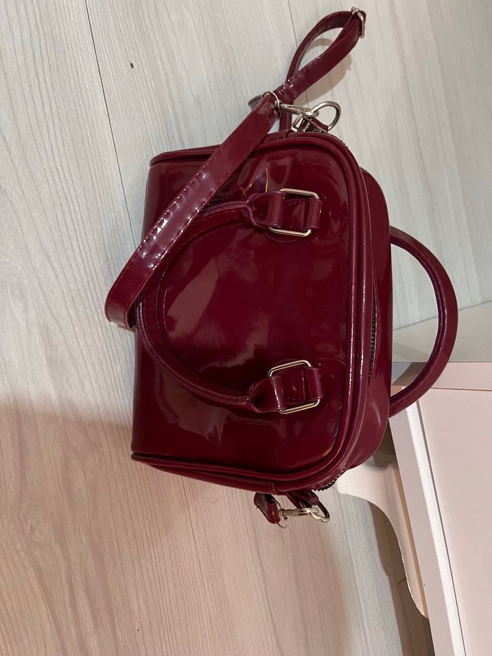 Bordo Parlak Deri Kadın Çanta - Görsel 3